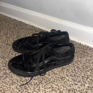 Vans Black Velvet Athletic Shoes